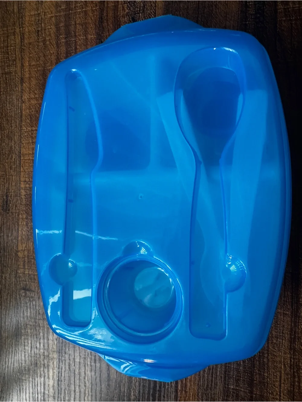 Blue Bento Lunch Box Compartment Container Set with Utensils & Dressing Cup